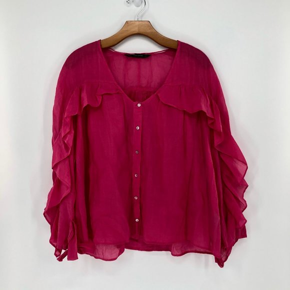 Zara Tops - Zara Princess-like V-Neck Button Down Blouse